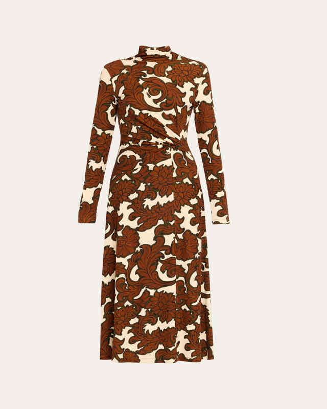 Hera Baroque Turtleneck Midi Dress